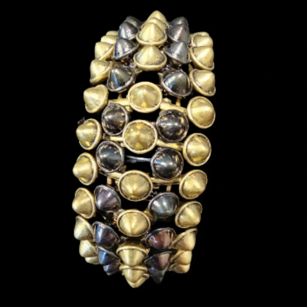 Black and Gold Stretch Spike Bracelet